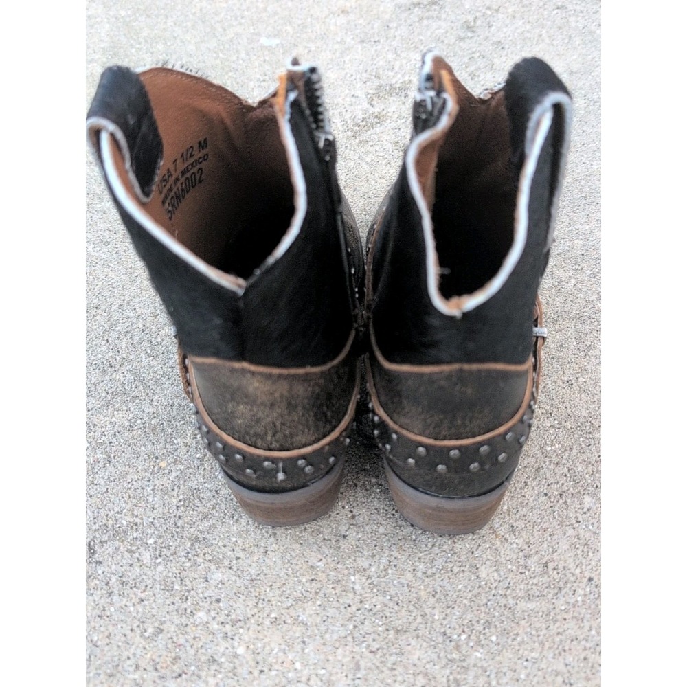 Sterling River Womens Short Ankle Boot Sz 7.5M Studded Leather Brown Calf Hair - Picture 4 of 10